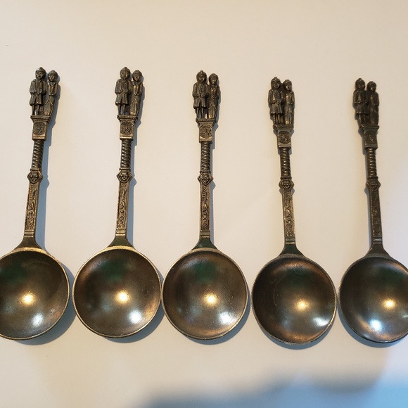 Other - Set of 5 Pewter Dutch Wedding spoons very nice Other - Set of 5 Pewter Dutch Wedding spoons very nice